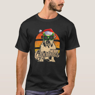 T-shirt Bulldog Père Noël Noël Vintage Bulldog Xm