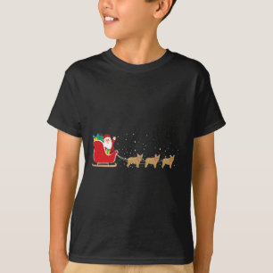 T-shirt Bulldog Père Noël Sleigh de Noël - Fun Bulldog Xma