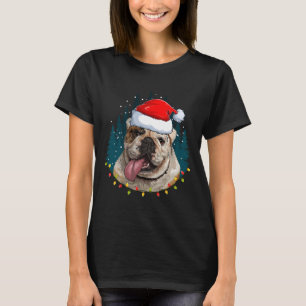 T-shirt Bulldog portant Noël Noël Noël Noël - Bulldog Love