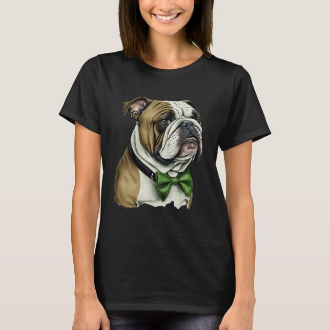 T-shirt Bulldog St Patrick s Day Green Bowtie St Patrick s (Devant)