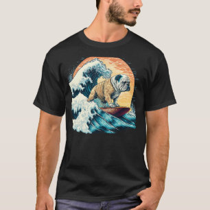 T-shirt Bulldog surf anglais sur la grande vague de Kanag