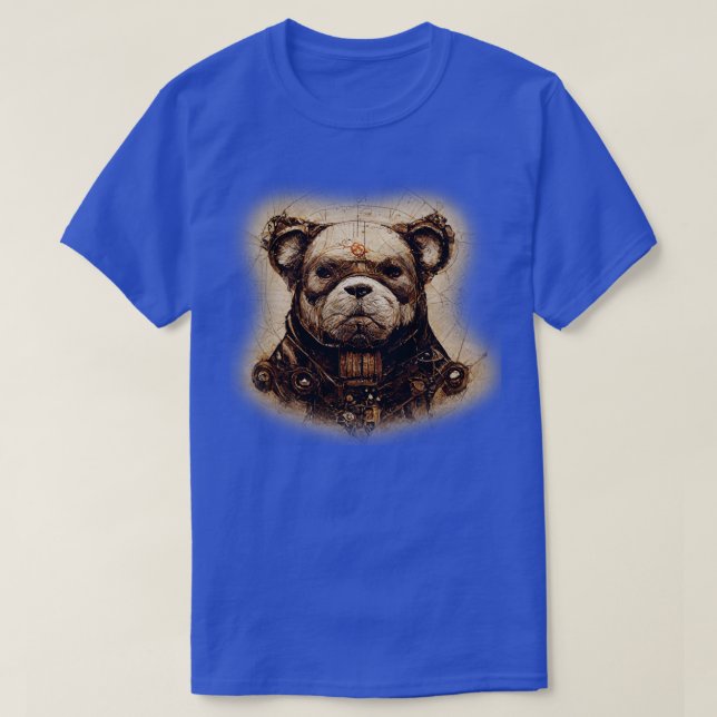 T-shirt Bulldog Surreal Steampunk Amoureux des chiens d'oe (Design devant)