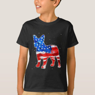 T-shirt Bulldog Tie Dye Drapeau Américain Patriotique 4 Ju