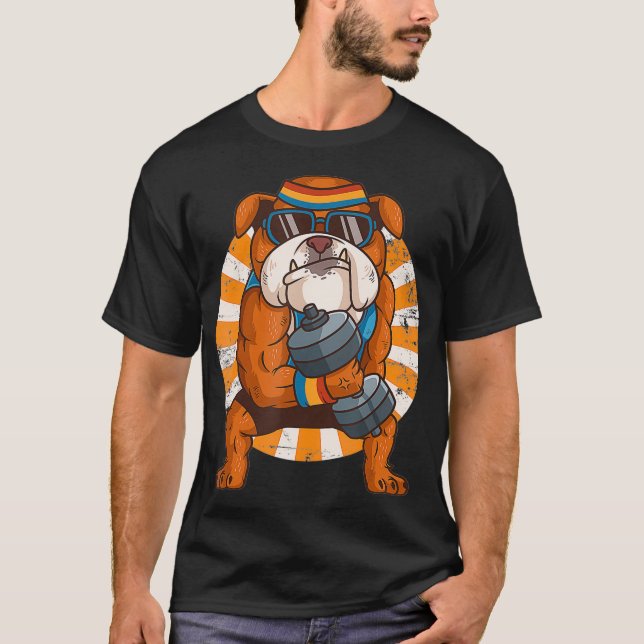 T-shirt Bulldog Weighlifting entraînement Gym entraînement (Devant)
