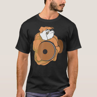 T-shirt Bulldog Weighlifting Fitness Gym Dumbbell