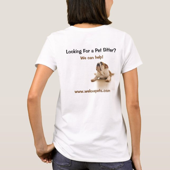 T-shirt Bulldogs blanc à la recherche de pet Sitters Chien (Dos)