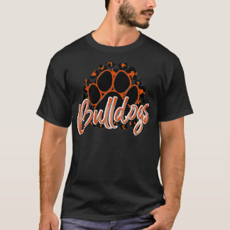 T-shirt Bulldogs Orange Black Cheetah School Sports Fan ea