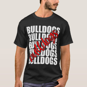 T-shirt Bulldogs Red School Sports Fan Team Spirit