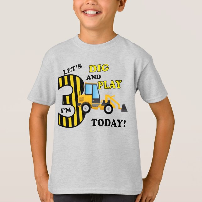 T-shirt bulldozer de construction de chemises pour le troi (Devant)