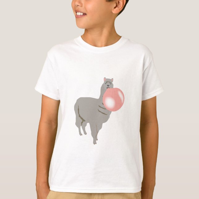 T-shirt Bulle de gomme Llama soufflant bulle (Devant)
