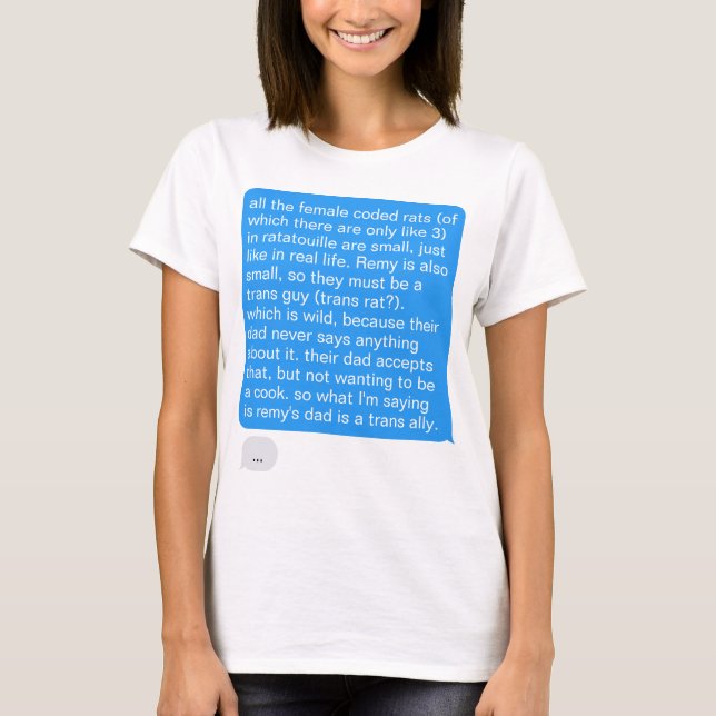 T-shirt Bulle de texte en bleu à longue anneaux Messenger (Devant)