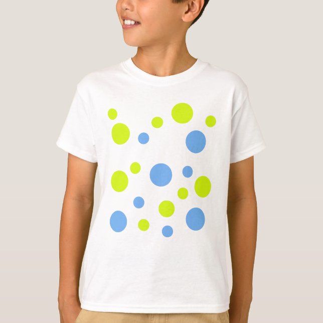 T-shirt Bulles Jaunes Bleues Funky Heureuses (Devant)