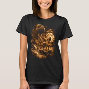 T-shirt Bullmastiff Hurlement Lune Chien Fantastique Forêt