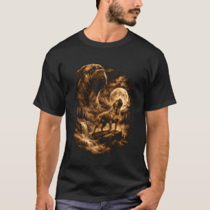 T-shirt Bullmastiff Hurlement Lune Chien Fantastique Forêt