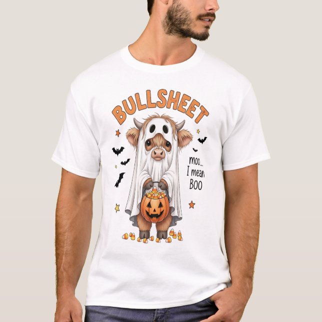 T-shirt Bullsheet Highland Cow Funny Ghost (Devant)