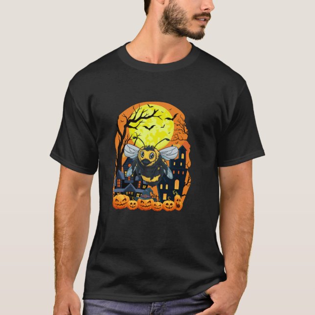 T-shirt Bumble Bee Avec Citrouilles Drôle Effrayant Hallow (Devant)