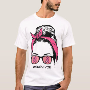 T-shirt Bun Pink Ribbon Survivant Conscience du cancer du