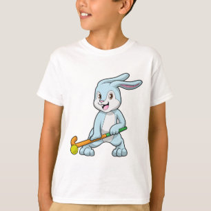 T-shirt Bunny au hockey sur gazon avec bâton de hockey