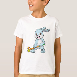 T-shirt Bunny au hockey sur gazon avec bâton de hockey
