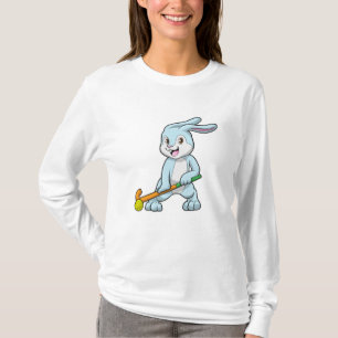 T-shirt Bunny au hockey sur gazon avec bâton de hockey