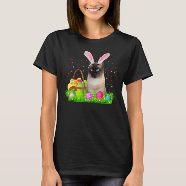 T-shirt Bunny Chat Siamese Pâques Chat Siamese (Devant)