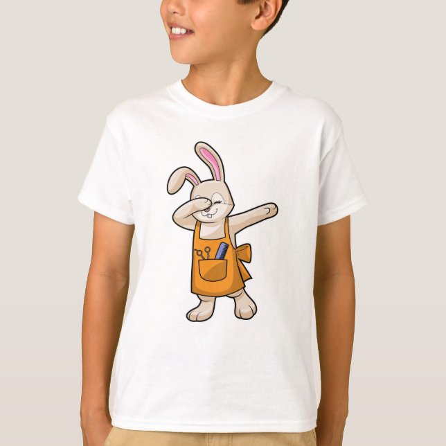 T-shirt Bunny comme coiffeur avec peigne et ciseaux (Devant)