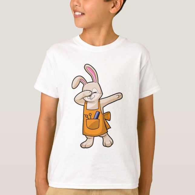T-shirt Bunny comme coiffeur avec peigne et ciseaux (Devant)