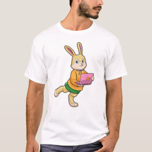 T-shirt Bunny comme secrétaire avec ordinateur portable