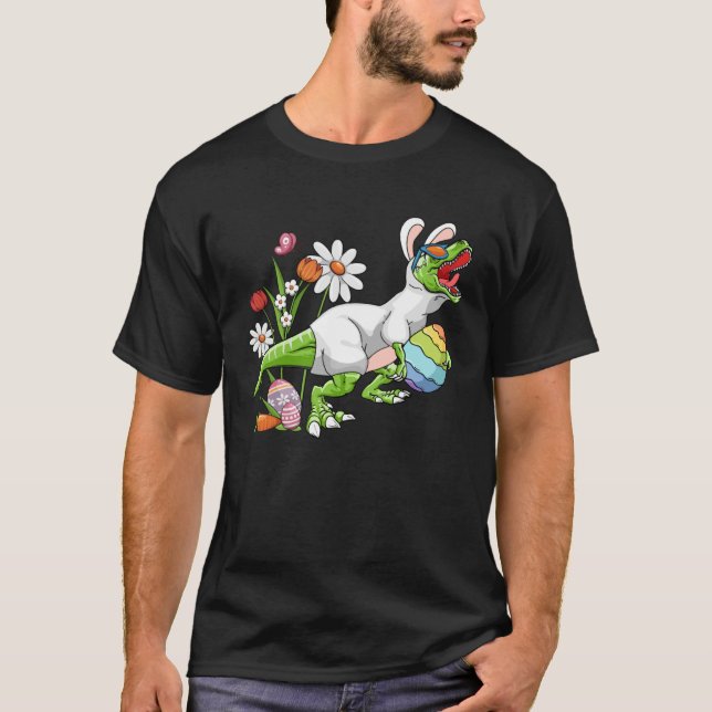T-shirt Bunny Easter Basket Stuffers Easter Dinosaur  Boys (Devant)