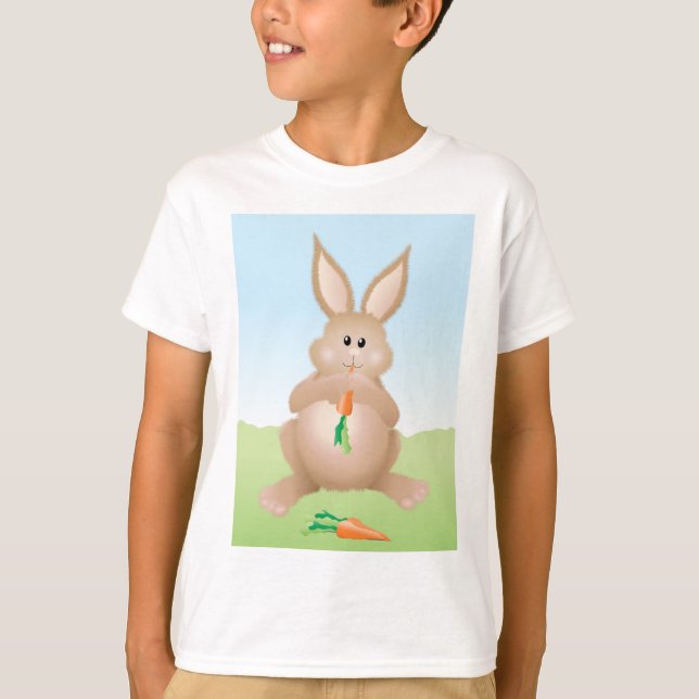 T-shirt Bunny Eating Carrot Adorable Rabbit (Devant)