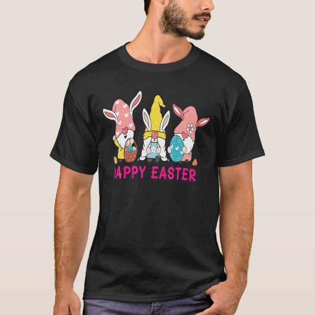 T-shirt Bunny Gnome Hug Oeufs de Pâques Chasse Joyeux Pâqu (Devant)