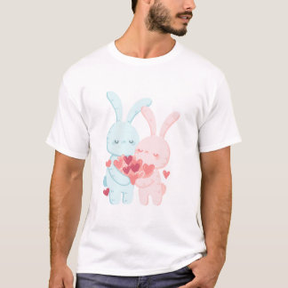 T-shirt "Bunny Love" "Sweethearts" "Two Bunnies in Love"