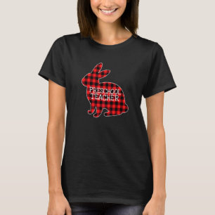 T-shirt Bunny Pâques Rouge Plaid Graphiste Enseignant Prés