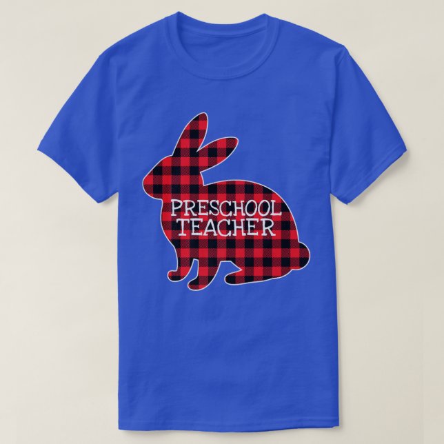 T-shirt Bunny Pâques Rouge Plaid Graphiste Enseignant Prés (Design devant)