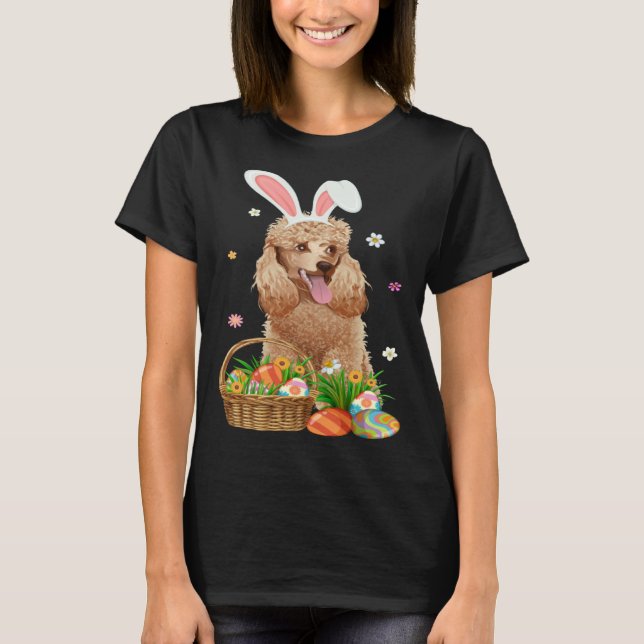 T-shirt Bunny Poodle Dog & Easter Egg Basket Easter Day Ki (Devant)