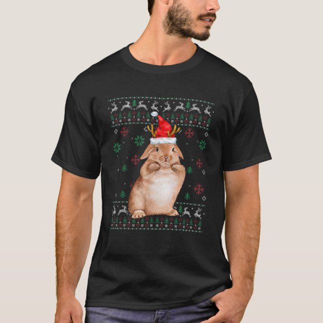 T-shirt Bunny Rabbit Christmas Ugly Sweater Funny Xmas Tre (Devant)