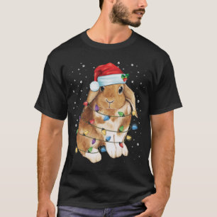 T-shirt Bunny Rabbit lumières de Noël Santa Hat Funny Noël