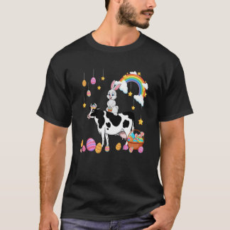 T-shirt Bunny Riding Cow Easter Day Costume Farmer Hunting