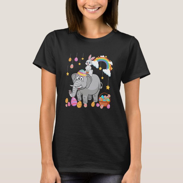 T-shirt Bunny Riding Elephant Easter Day Costume Hunting E (Devant)