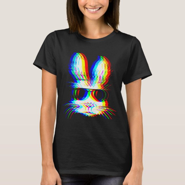 T-shirt Bunny Trippy Varwave Easter Techno Rave Edm Music  (Devant)