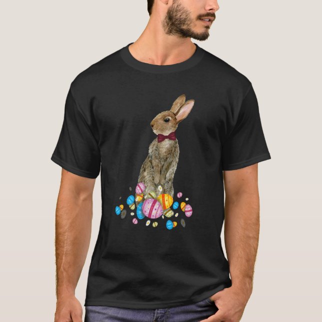 T-shirt Bunny With Necktie Happy Easter Sayings Egg Cute B (Devant)