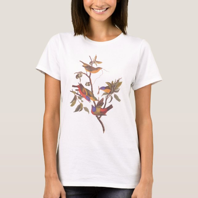 T-shirt Buntings peints Audubon Famille de cinq oiseaux (Devant)