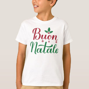 T-shirt Buon Natale Italien Joyeux Noël Holly