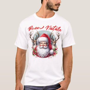 T-shirt Buon Natale Père Noël avec rennes