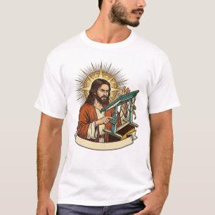 T-shirt Bureau debout Jésus cassé bloqué à mi-chemin Humou