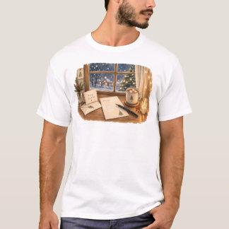 T-shirt Bureau d'écriture de lettre de Noël pour la papete