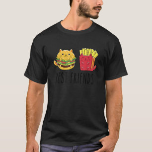 T-shirt Burger au chat Kawaii et frites Meilleure amie cor