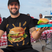 Burger au fromage et frites Humour alimentaire Hom