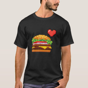 T-shirt Burger Fastfood Videogame Funny Gamers Pixelé D