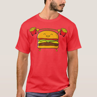 T-shirt Burger Lifries drôle Nourriture Snatch Squat Barbe